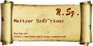 Meltzer Szíriusz névjegykártya